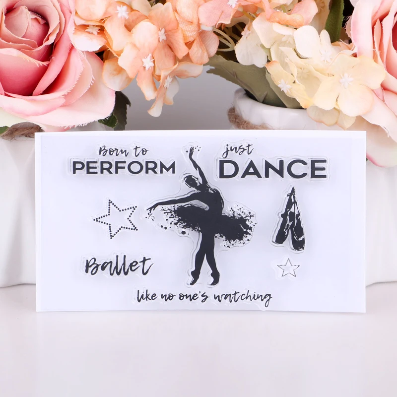 

Ballet girl Transparent Rubber Silicone Clear Stamps Background Collage Stamp Holiday card Card Making Diy