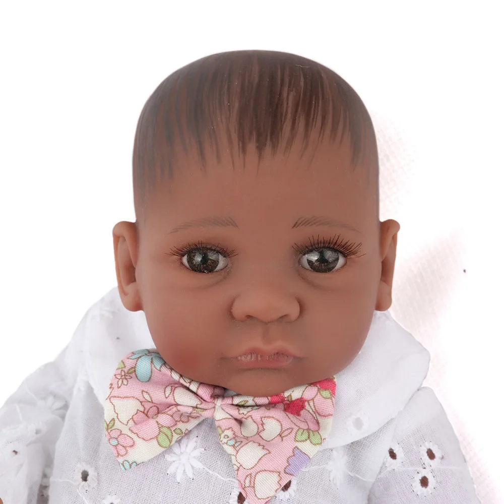 Милый мини Полный мягкий силиконовый Reborn Baby Doll 25 см живая игра игрушка ручной работы афро-американский мальчик дети Ванна Playmate подарок на день рождения