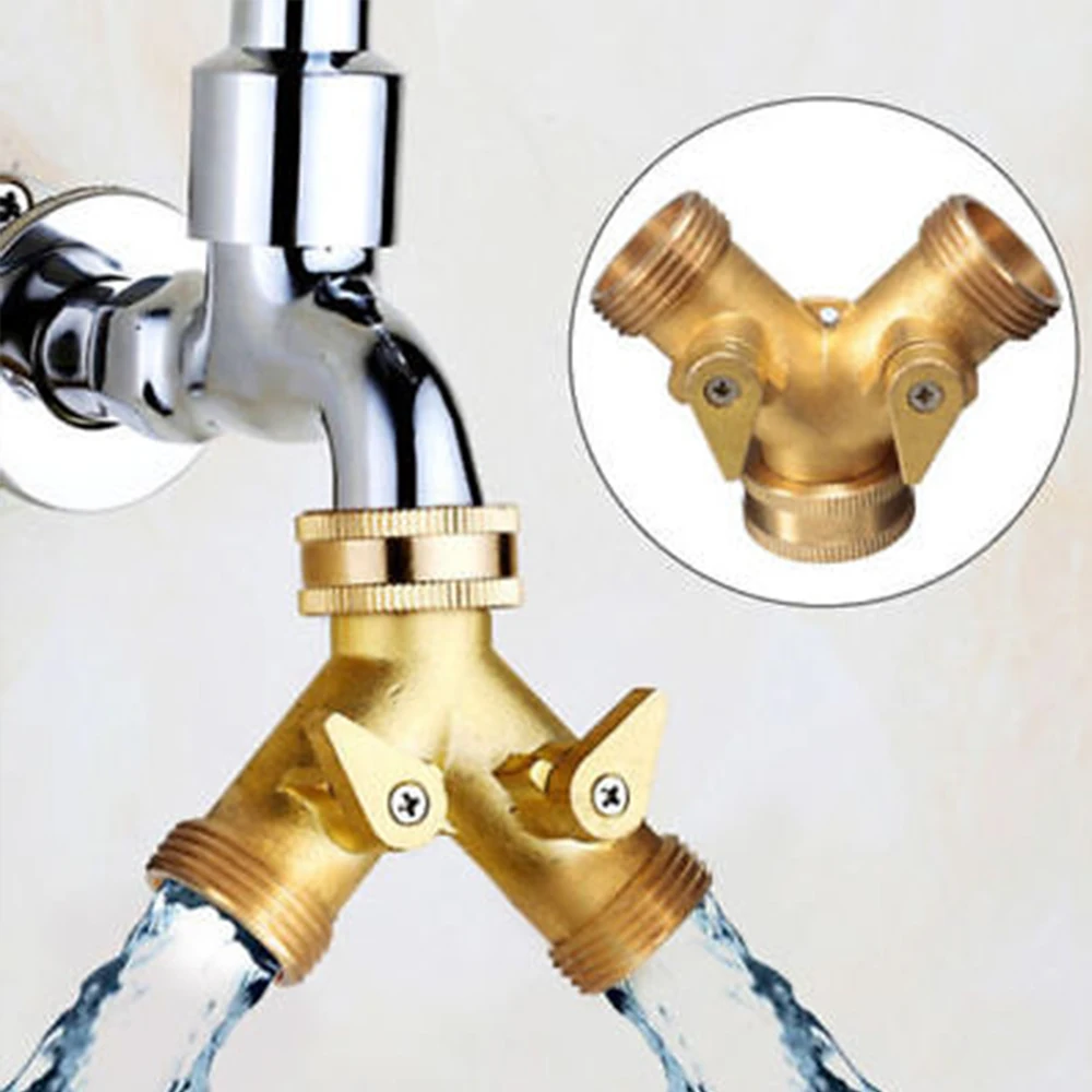 1 pcs Faucet water separator Washer Heavy Duty Brass Y Shape 2 Way Tap