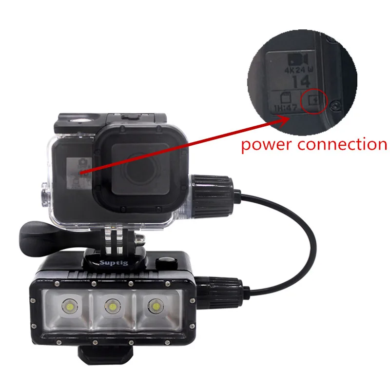 

Suptig 130ft Waterproof power Light+Protection Housing Case Charging For GoPro Hero 5 Hero 6 Underwater Battery Shooting Set