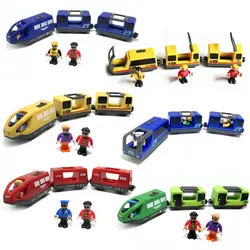 Игрушки для мальчиков сочетание желтого электромагнитный локомотива и Электрический поезд с совместимым с пылом рельсы для поезда
