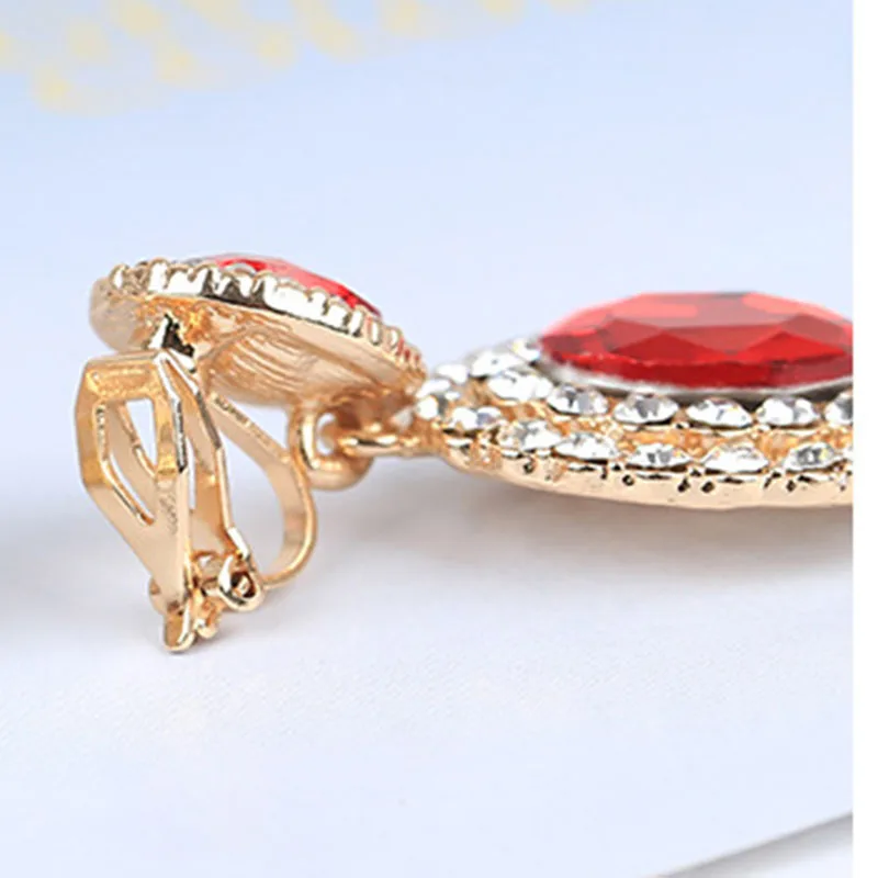 JIOFREE Fashion Rhinestone Statement Alloy Clip on Earrings No Hole Ear Clip for Women Girl Crystal Earring Jewelry wholesale