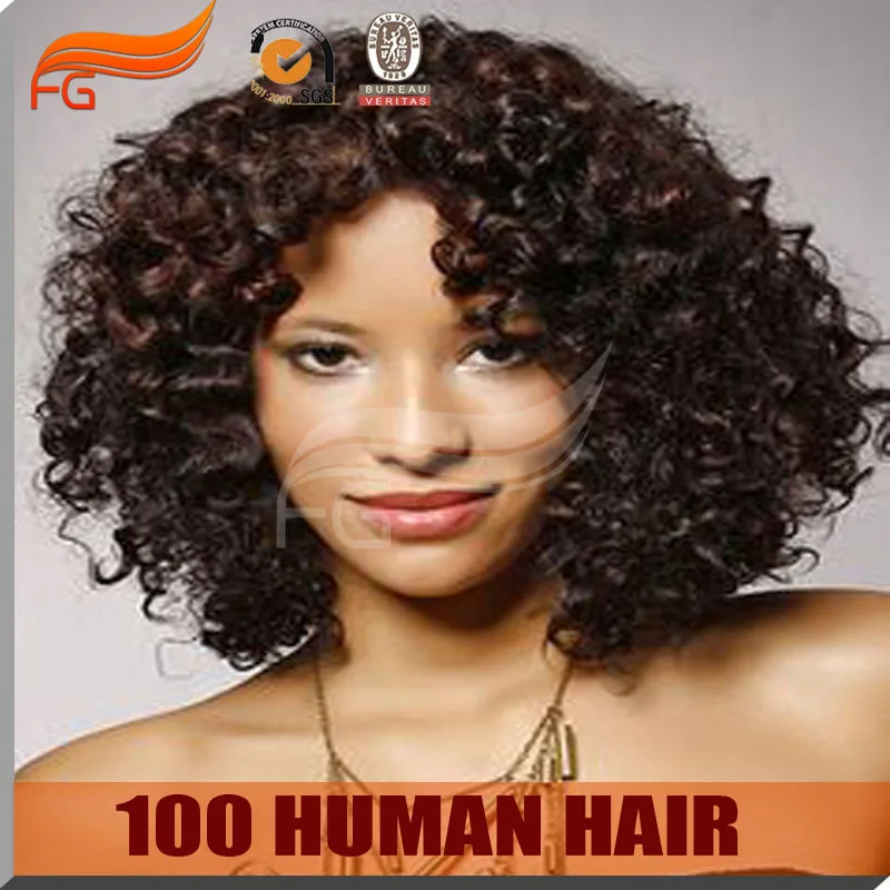 

For Black Women Short Indian Human Hair Wigs Unprocessed Can Be Dyed Indian Kinky Curly Wig