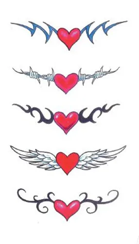 

Red Love Heart Wings Temporary Tattoo Sticker Waterproof Women Girls Shoulder Arm Fake Tattoos 10.5X6cm