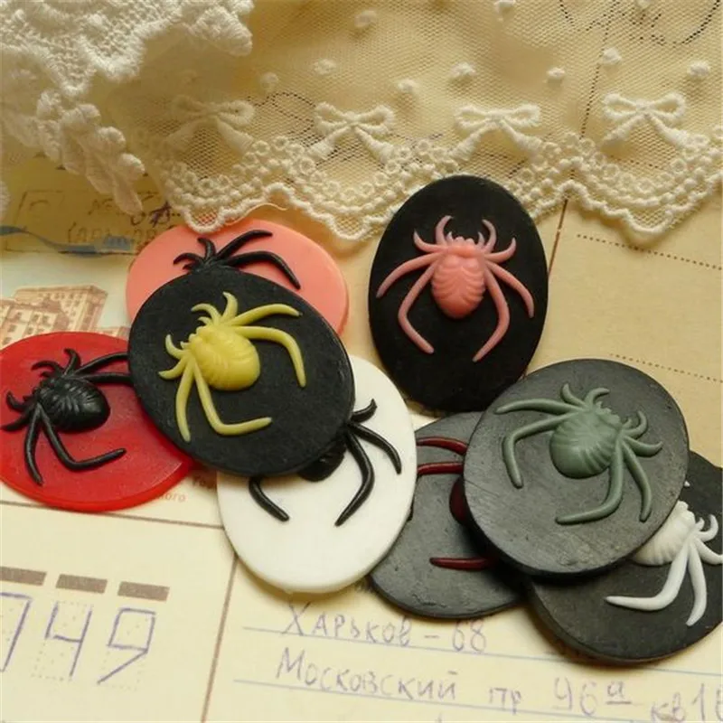 

Mix Color Resin 30x40mm Cameo Spider Resin Flatback Cabochon For Necklace Pendant Jewelry DIY