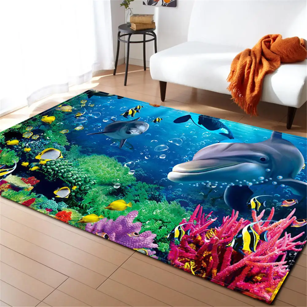 3D ковер Ocean World с акулой областью нескользящий коврик из пены эффектом памяти