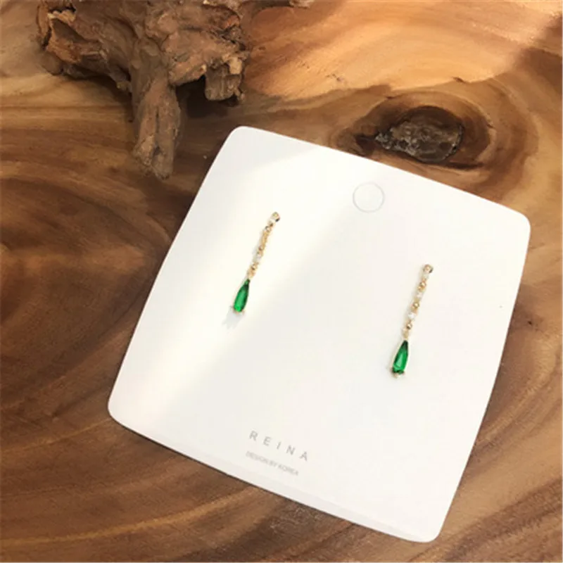 

2019 New Korean Hot Sale Green Crystal Water drop Dangle Earrings For Women Fashion Elegant Crystal Party Jewelry Pendientes