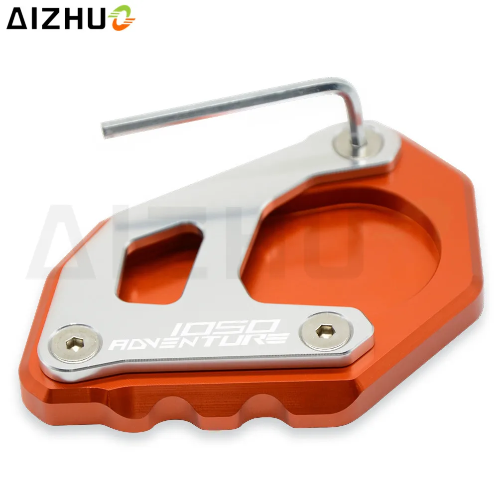 For KTM 1050 Adventure CNC Motorcycle Accessories Side Stand Enlarge Plate Aluminum Orange Moto Kickstand Extension Support Pad