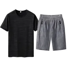 Качественный мужской спортивный костюм летний повседневный мужской комплект быстросохнущая футболка+ шорты спортивные комплекты Mar6