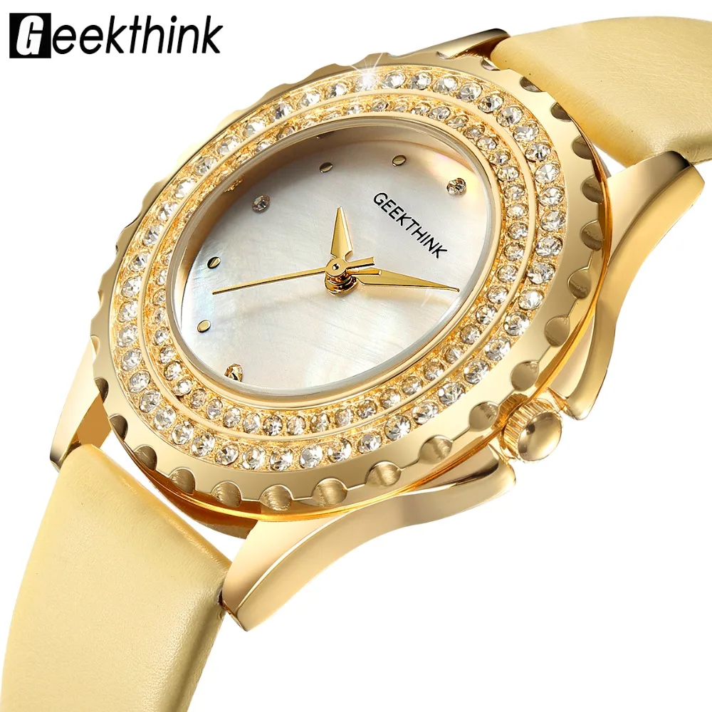 

GEEKTHINK Brand NEW women Quartz Analog Casual watch Rhinestones circle WristWatch Woman fashion ladies Female Girls clock