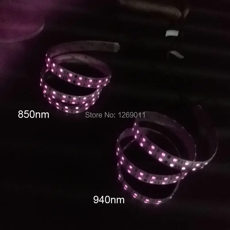 

0.5Meters DC12V SMD5050-600-IR InfraRed 850nm/940nm Tri-Chip Double Row Flexible LED Strips 120LEDs 28.8W Per Meter