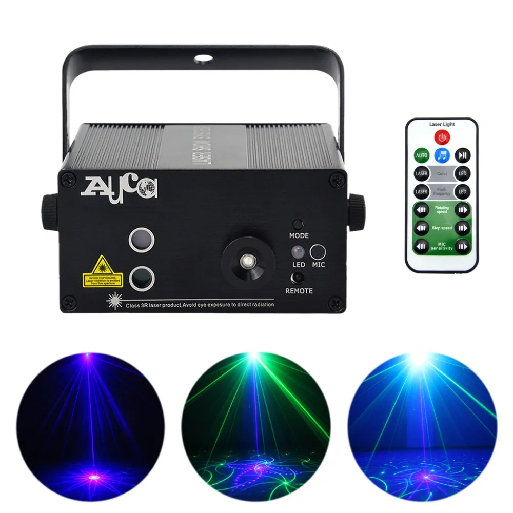 

AUCD 40 Patterns Green Blue Laser Crossover Effect Projector 3W LED Mixing DJ Party Show Xmas Stage Lighting L40GB