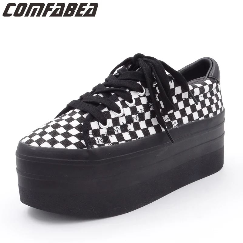 black Negros De Plataforma Para Cordones Zapatos 2019 Casuales Otoño Primavera Fondo White beige Mujeres Mujer Punk Las Lona Moda Plano Harajuku tvEHq