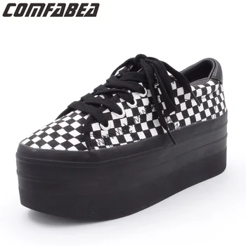 

2020 Spring Autumn Women Platform Casual Shoes Womens Black Canvas Shoes Fashion Lacing Flat Bottom Harajuku Shoe For Women Punk