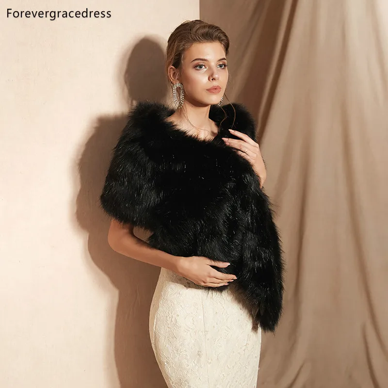 Forevergracedress 2019 элегантные мягкие осень-зима искусственного меха невесты свадебное Обёрточная Бумага Куртки-болеро Свадебные пальто шали