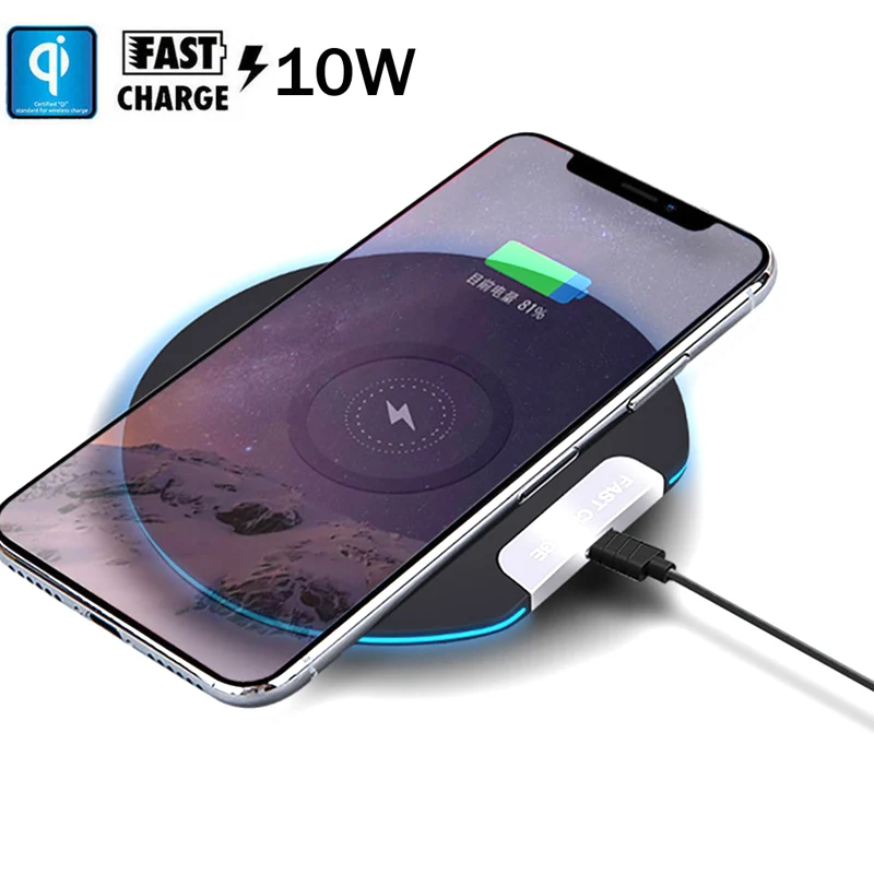Qi Беспроводное зарядное устройство 10 Вт Быстрая зарядка Pad для Xiaomi Mix 2S 3 Huawei P30 Pro
