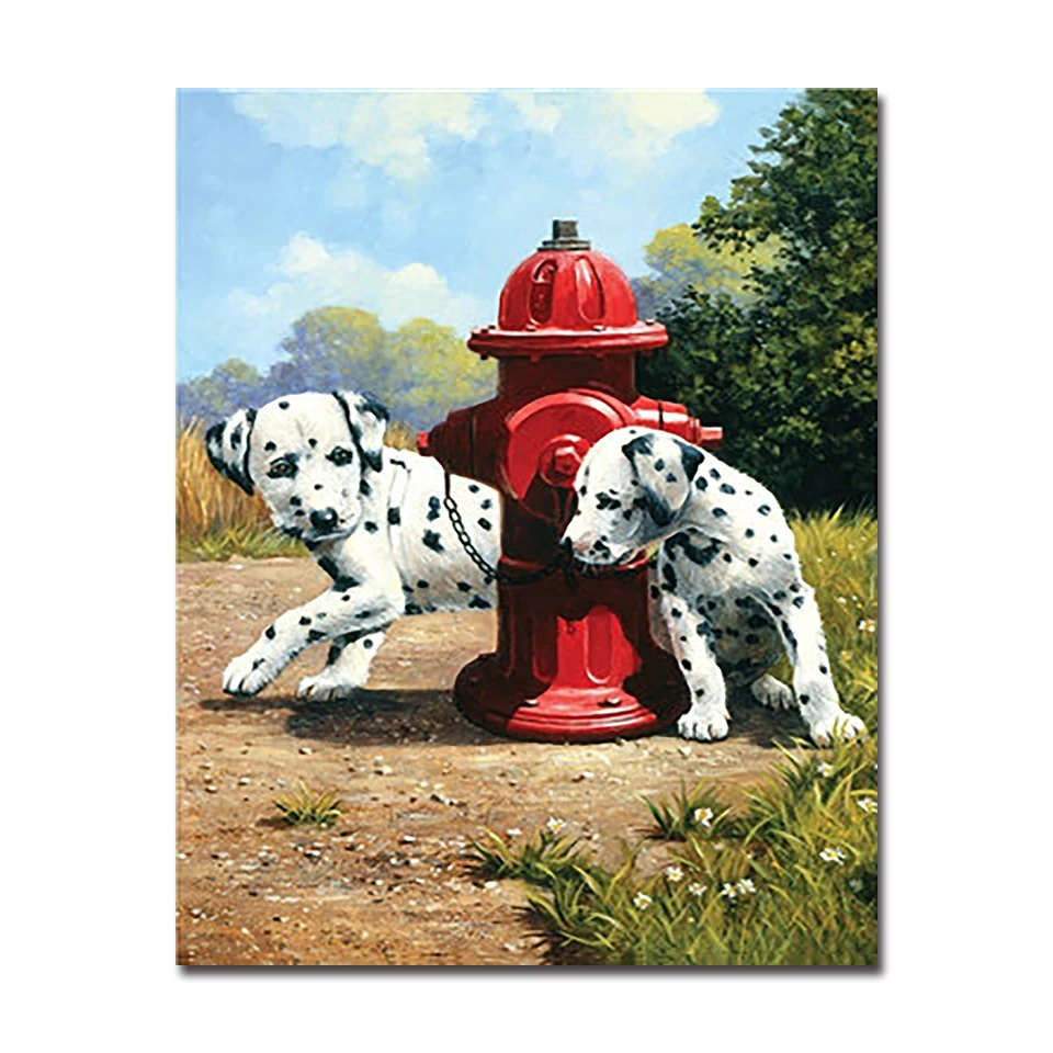 

Modular Framework By Numbers Fashion Artwork Drawing Animal Canvas Pictures DIY Oil Abstract Spotty Dog Painting Home Decoration