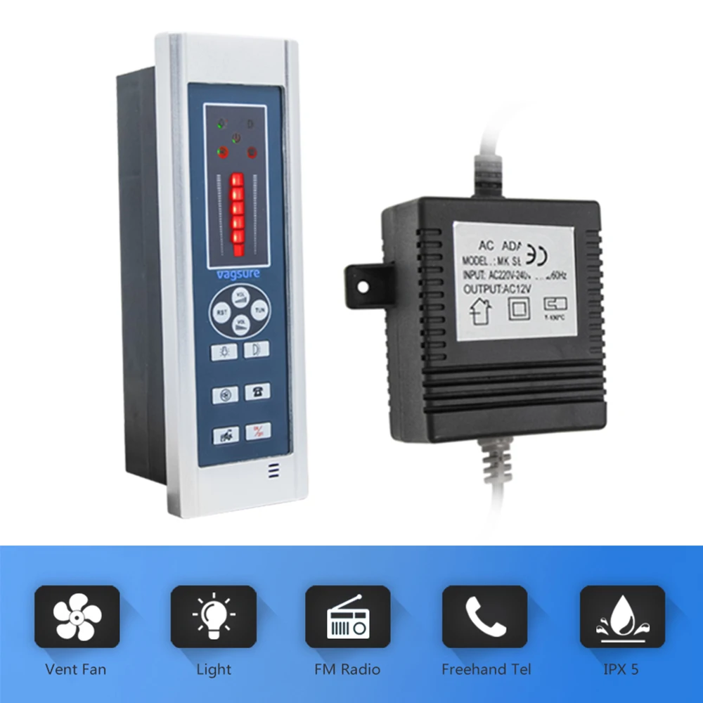 New 1set ( Controller+Transformer+Vent Fan+Speaker+Light) Radio FM Control For Shower Cabin Parts Electric Shower Parts