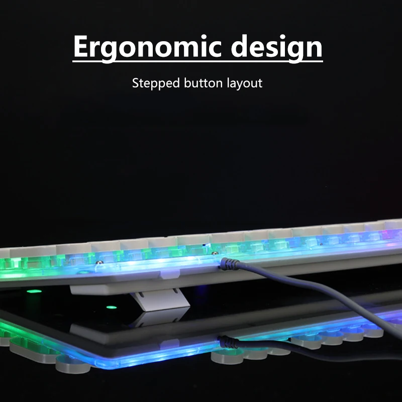 Игровая механическая клавиатура 104 клавиш USB Проводная клавиатура RGB подсветка светодиодный светящиеся металлические панели для планшета настольного геймера ПК ноутбука
