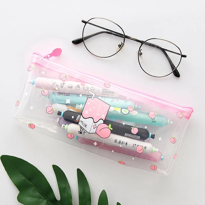 

1Pcs Kawaii Pencil Case Fruit Transparent PVC School Pencil Box Pencilcase Student Pencil Bag School Supplies Stationery