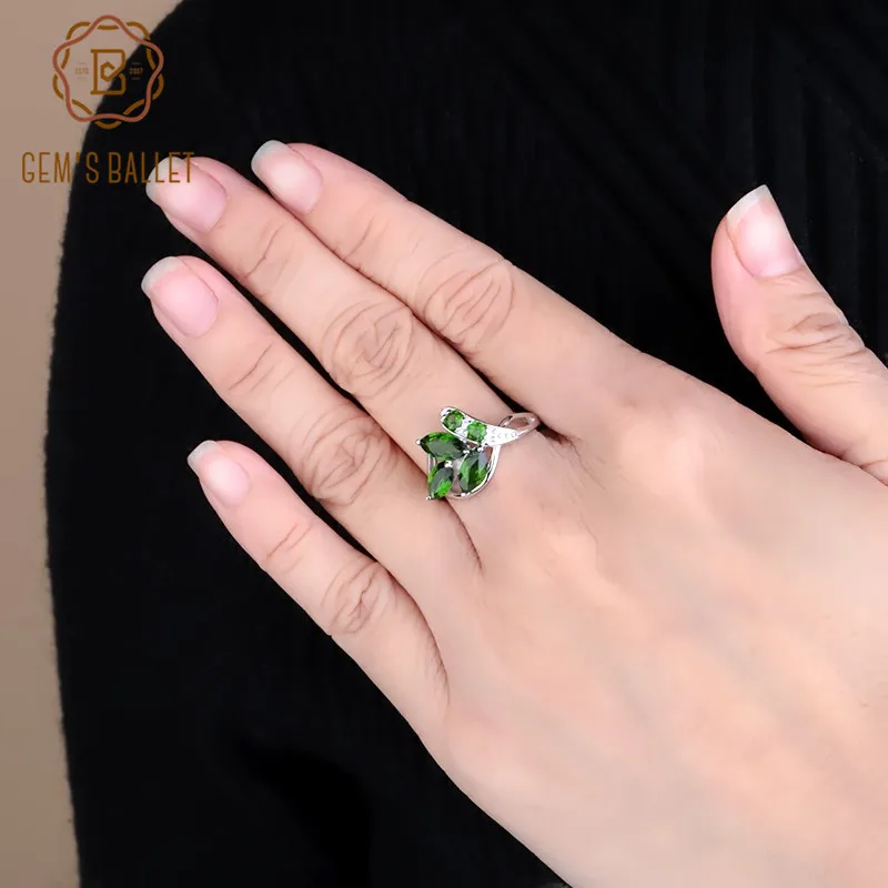 Женское кольцо GEM'S BALLET серебро 925 пробы форма серебряного листа натуральный