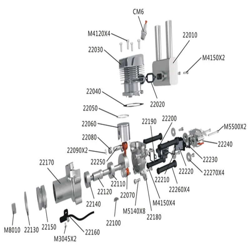 Новое поступление! CRRCPro GP22R 22CC задняя выхлопная труба с воздушным охлаждением бензиновый двигатель для RC самолетов