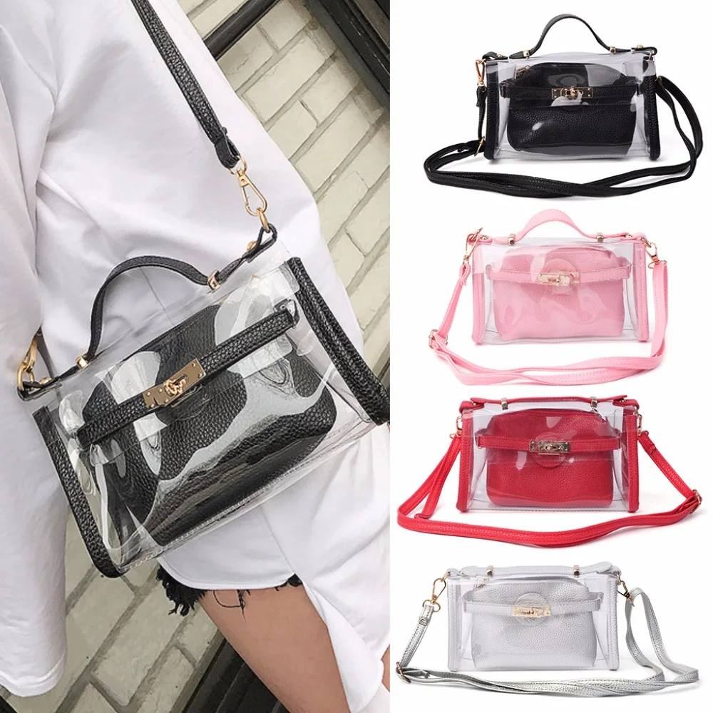 Kopen 2018 Vrouwen Mode Crossbody Handtas Transparant Schoudertas Clear Purse PVC Tas Tote Nieuwe THINKTHENDO