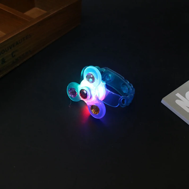 Children's Luminous Wrist Band Manual Rotating Soft Flash Gyro Bracelet LED Cartoon Lights Glow In The Dark Toys for Kids