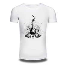DY 86 Music Style Born To Rock Printer Tuitar Printing Mens T shirts Trendy Leisure Tee
