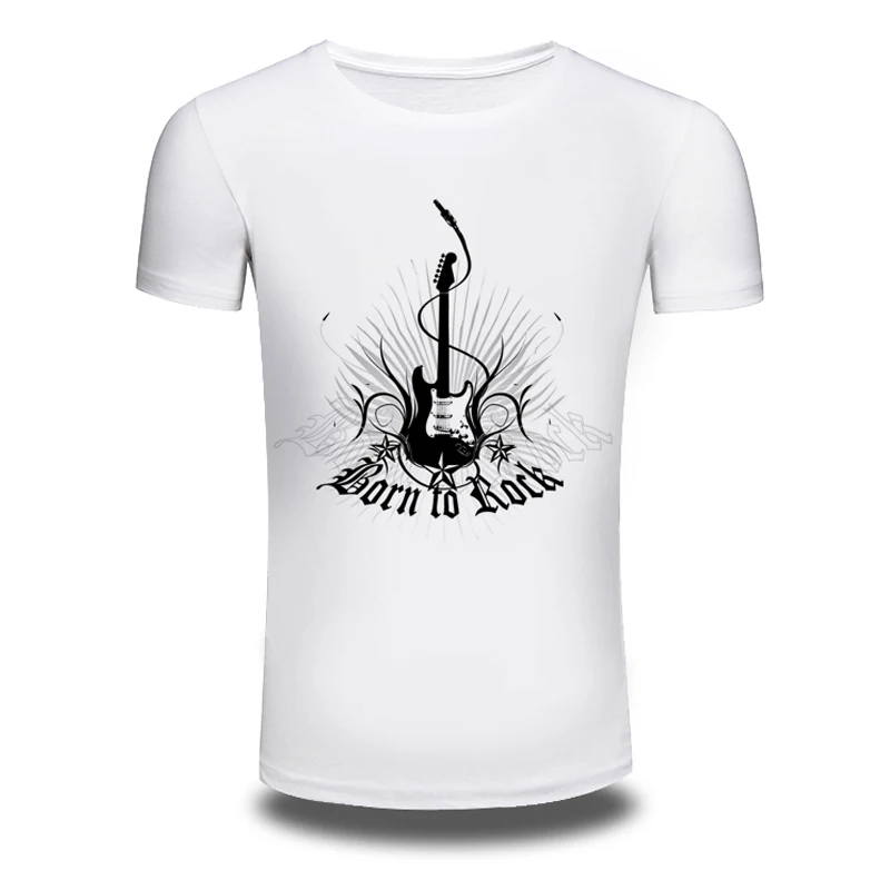 DY 86 Music Style Born To Rock Printer Tuitar Printing font b Mens b font T