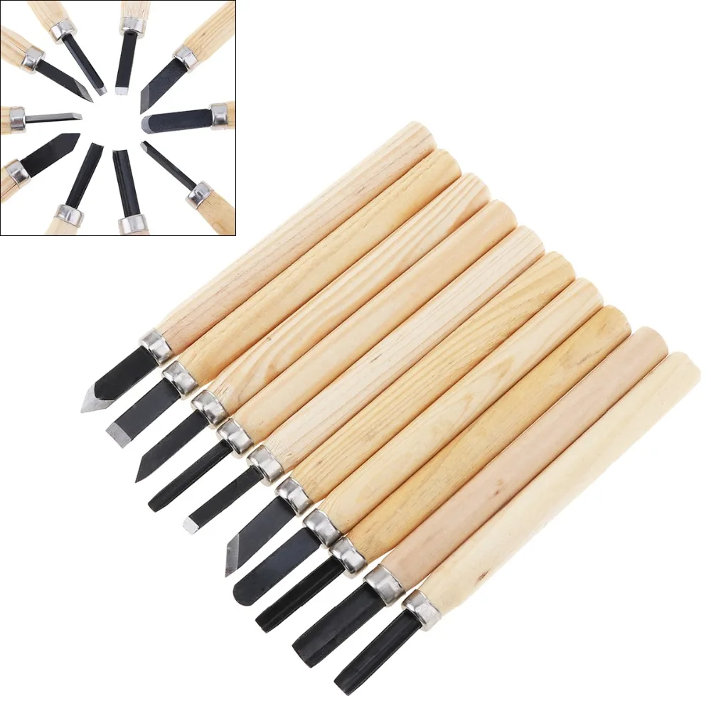 10pcs Basic Woodcut Working DIY Tools Wood Carving Chisel Set High