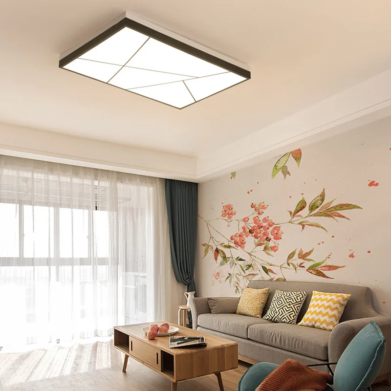 

TUDA LED Ceiling Lamp Square Wrought Iron Ceiling Lamp Living Room Bedroom Room Restaurant Acrylic Ceiling Lamp 220V