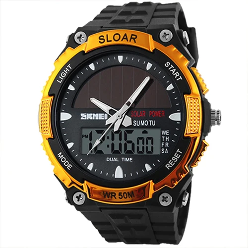 Мужские часы на солнечной батарее,, Кварцевые водонепроницаемые наручные часы для мужчин и мальчиков, Модные Военные спортивные часы, Relogio Masculino Reloj - Цвет: M3009J