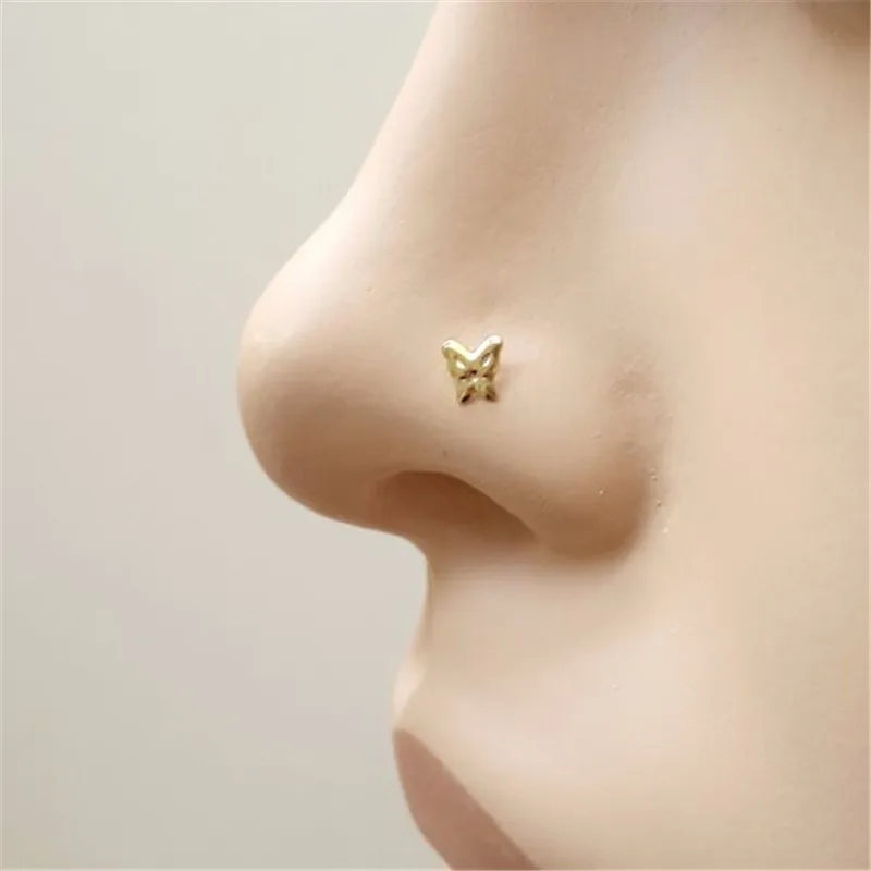 

20 pcs/box 925 sterling silver butterfly gold nose stud nose piercing body jewelry