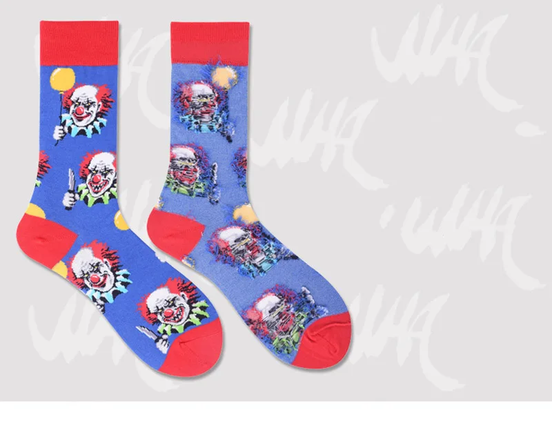 [EIOISAPRA] креативное искусство носки Для мужчин чёсаный хлопок Harajuku в стиле «хип-хоп» тренд Скелет Забавный Клоун Маяк счастливые носки, Calcetines