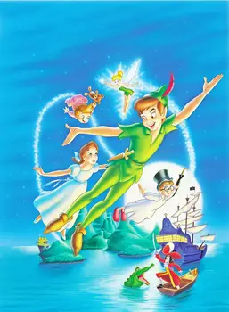 

Peter Pan Tinker Bell Fairy Sea Jolly Roger Pirate Ship sea Background Vinyl cloth Computer printed wall photo backdrop