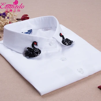 

Quality Styles Cotton black and white women Swan Diamante Embellished Collar Bib False Collar Fake Half Shirt