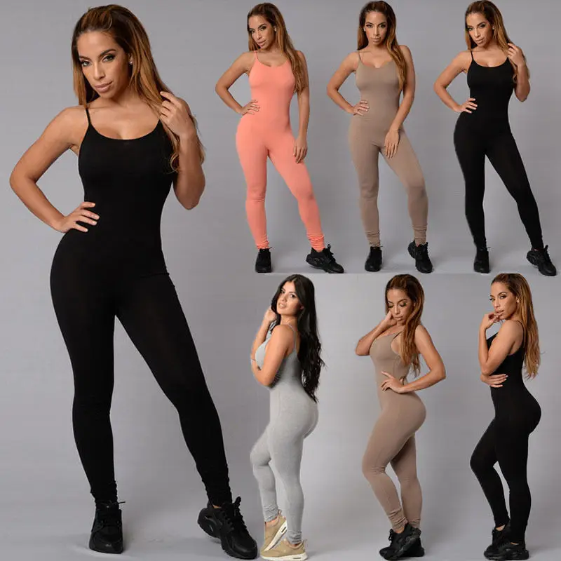 مثير المرأة عارضة لون نقي السباغيتي الأشرطة أكمام bodycon رومبير بذلة النادي ارتداءها السراويل الطويلة