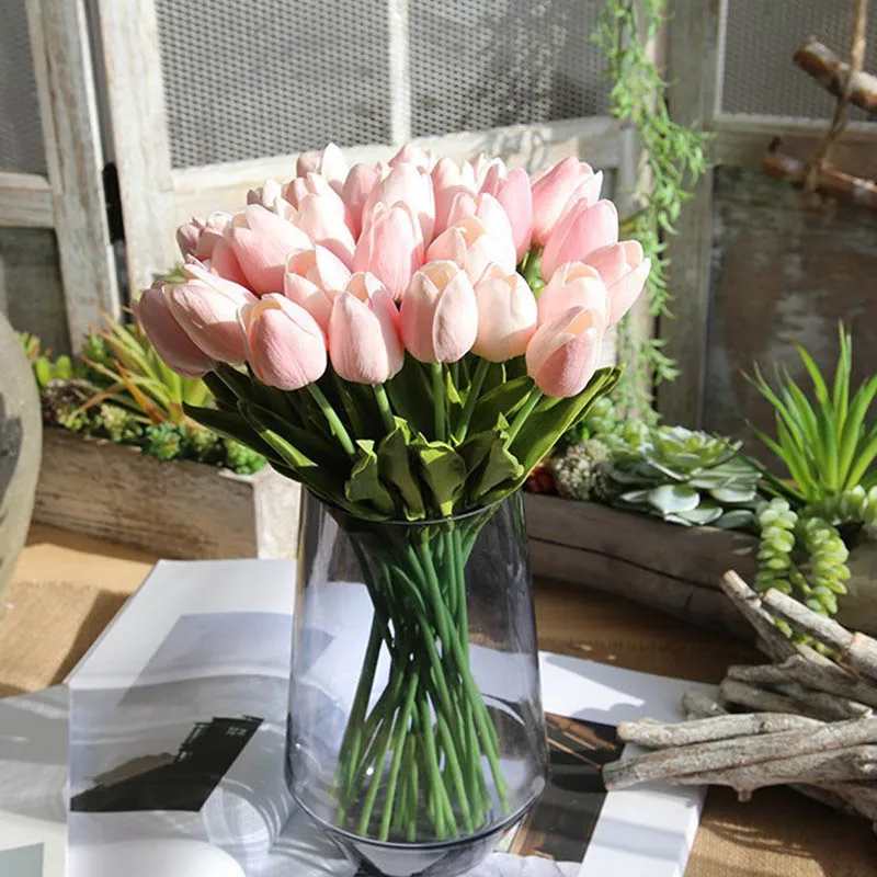 

Tulip 1pcs/lot Artificial flower Handmade fake flower for Wedding birthday baby shower flowers home