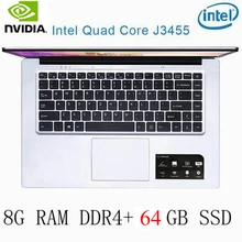 P2-33 8G RAM 64G SSD Intel Celeron J3455 NvIDIA GeForce 940M Gaming laptop keyboard and OS language available for choose
