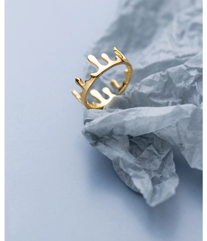 2019 New Fashion Sterling Silver Waterdrop Crown Rings Gold Color S925 Open Ring For Women Girls Lady Jewellery Bijoux Gifts (1)
