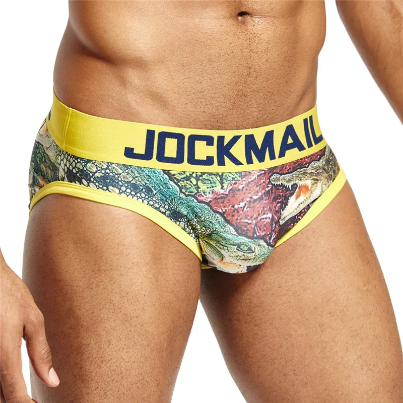 JOCKMAIL Brand Sexy Mens Underwear Briefs calzoncillos hombre slips printed calcinha Cueca Gay Underwear Male Panties white boxer briefs