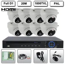 Sistema de Seguridad 8CH CCTV H.264 DVR 1000TVL Día Noche Cámara de Vigilancia