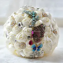 Свадебный букет de mariage жемчуг с бабочкой невесты Искусственные Свадебные букеты Цветы бисер Кристалл