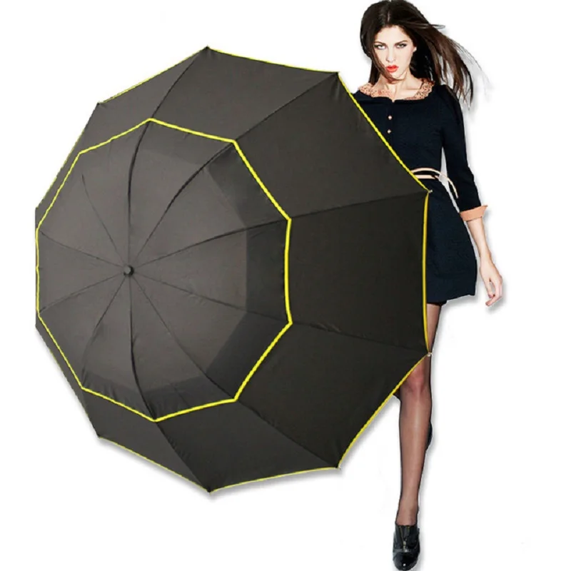 Высокое качество, двойной зонт для гольфа, женский, ветрозащитный, Paraguas, сплав, скелет, модный, неавтоматический, бизнес, большой зонт для мужчин