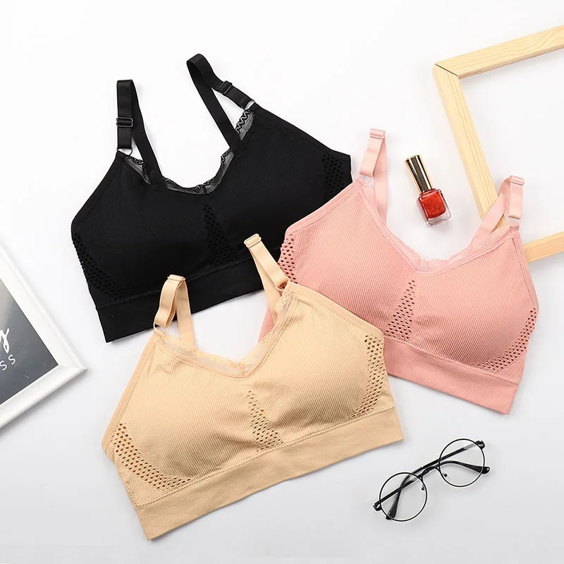 

2019 New Women's Bra Hollow Out Stylish Sleeveless Sling Nightclub Solid Crop Tank Bra Vest Sexy Hot 3