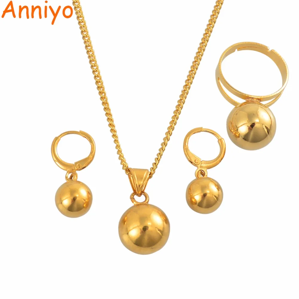 

Anniyo Ball Beads Pendant Necklaces Earrings Ring for Women Girls PNG Jewelry Sets Wedding Party Jewelry Gifts #155506