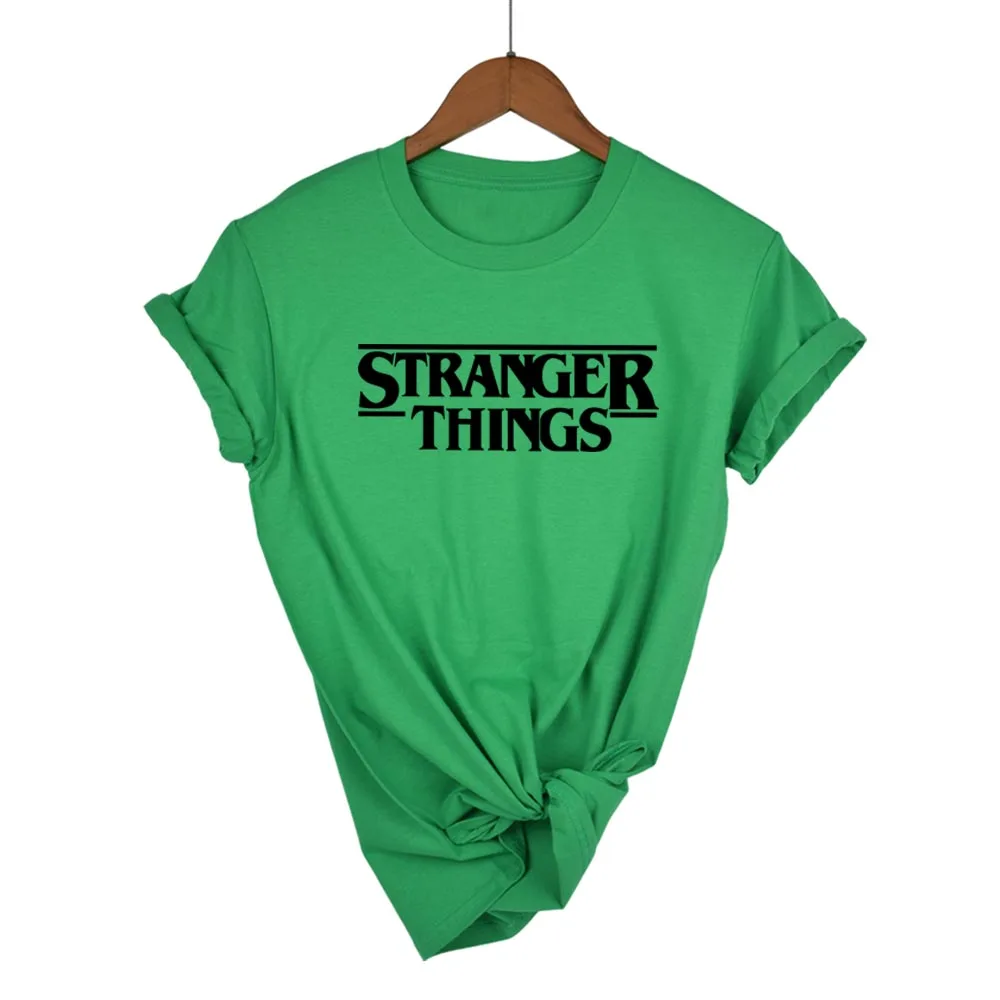Странные Вещи Ringer Tee хипстерские рубашки Tumblr графическая футболка для женщин мужской с принтами с буквами Футболка Мода хлопок повседневное Топы корректирующие - Цвет: green black