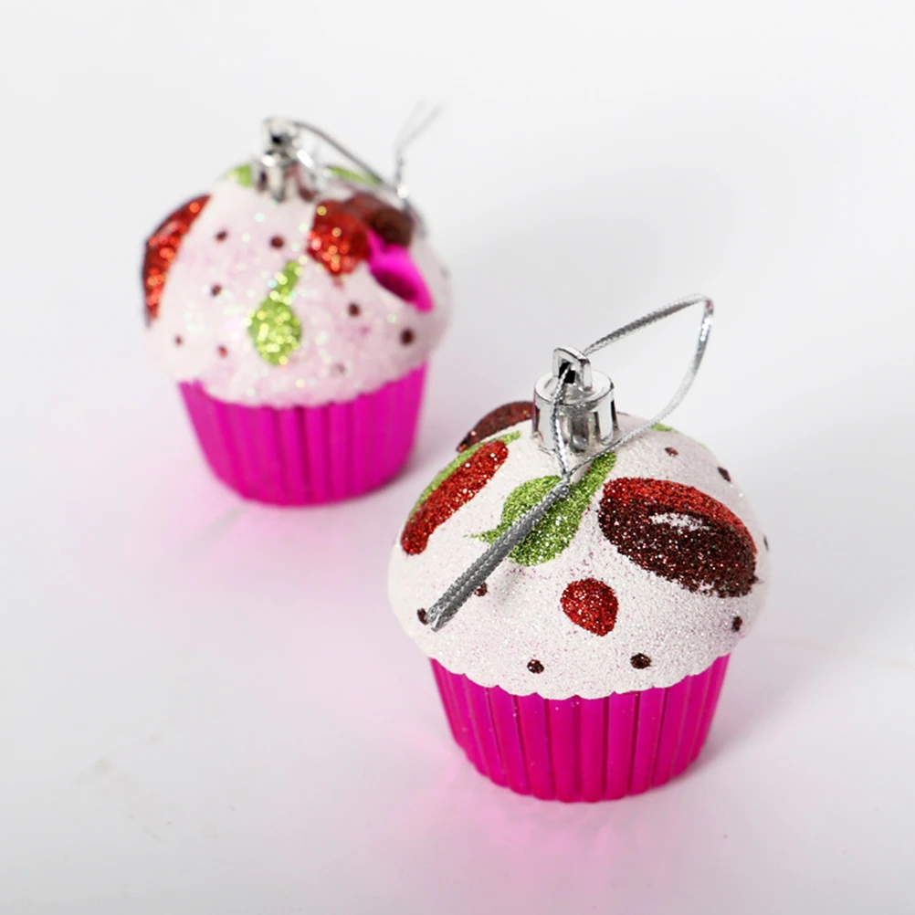 6 X Cupcake Ornaments Hanging Pendants For Christmas Tree Party Decor 6 X Cupcake Ornaments Hanging Pendants For Christmas Tree Party Decor