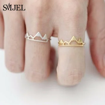 

SMJEL New Tiny Snow Mountain Ring Open Cuff Rings For Women Birthday gifts Size 6.5 Adjustable Rock Climbing Jewelry Bijoux R171